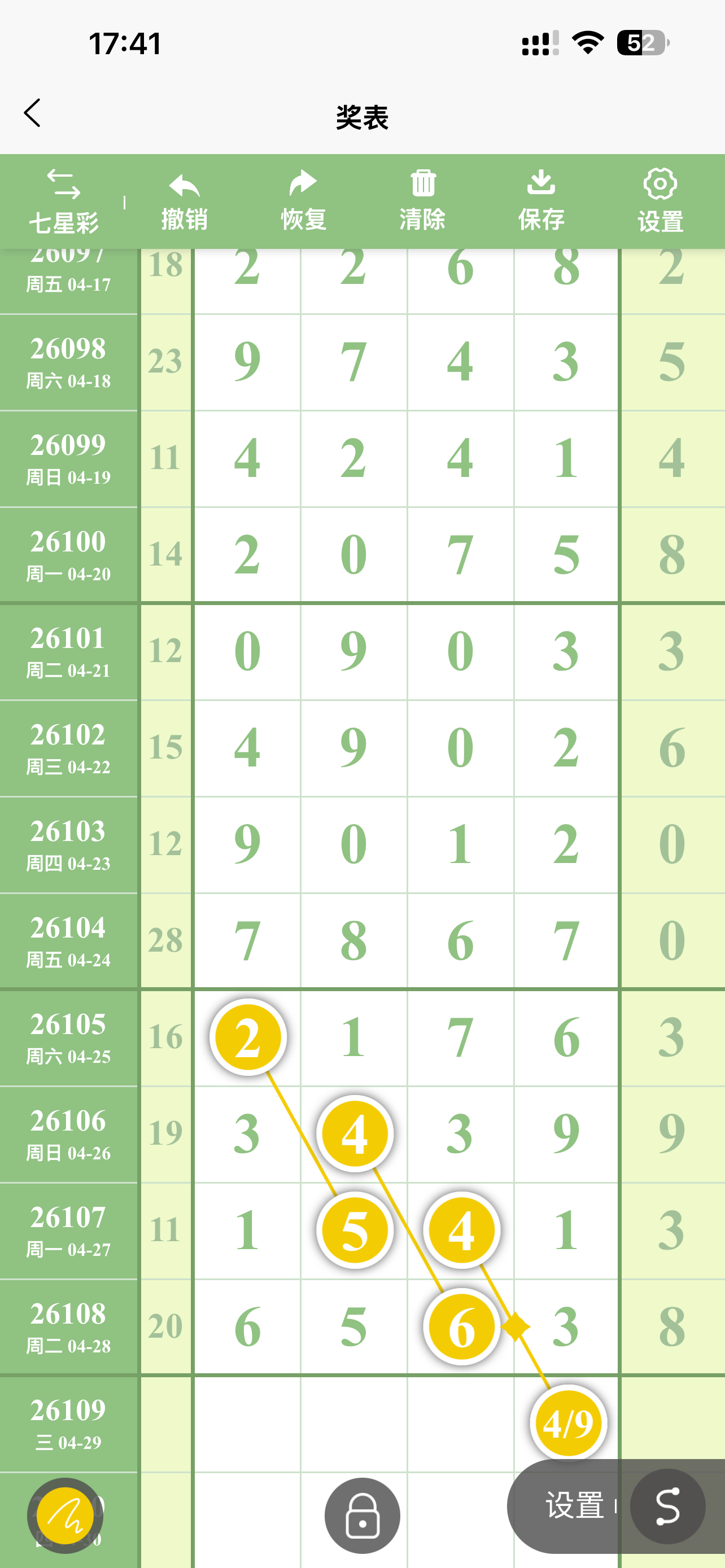 排列五画规工具黄色连线和星标示例